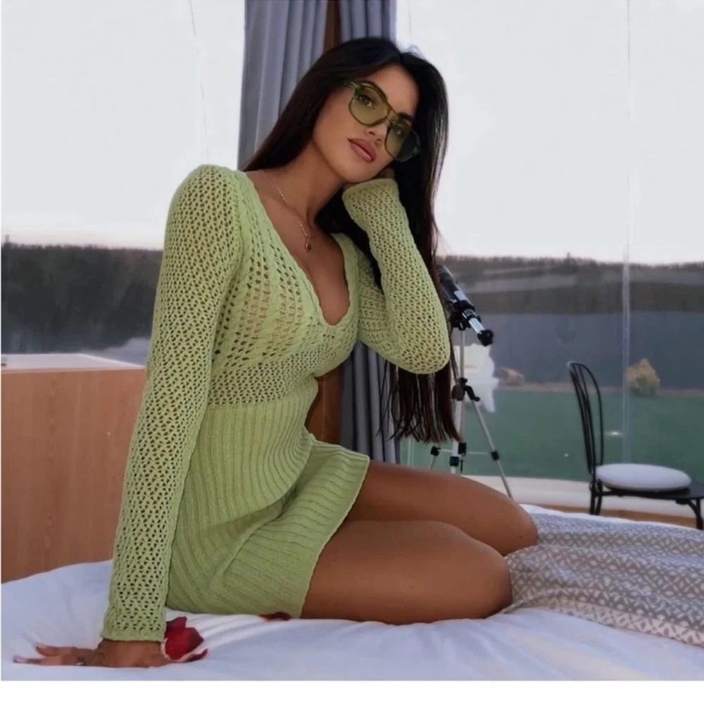 Zara Light Green Long Sleeve Dress - Picture 3 of 5